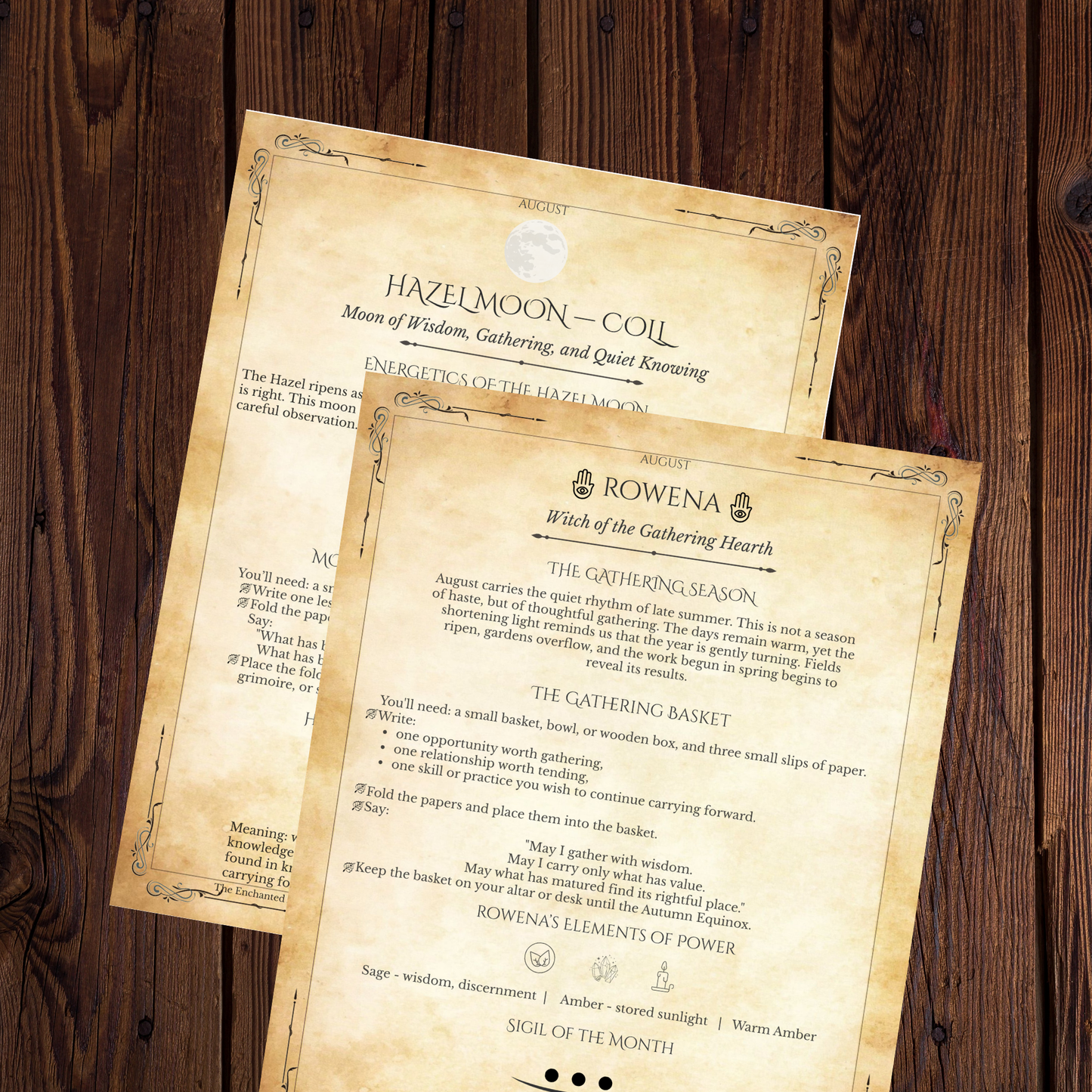 August Monthly Grimoire Pages