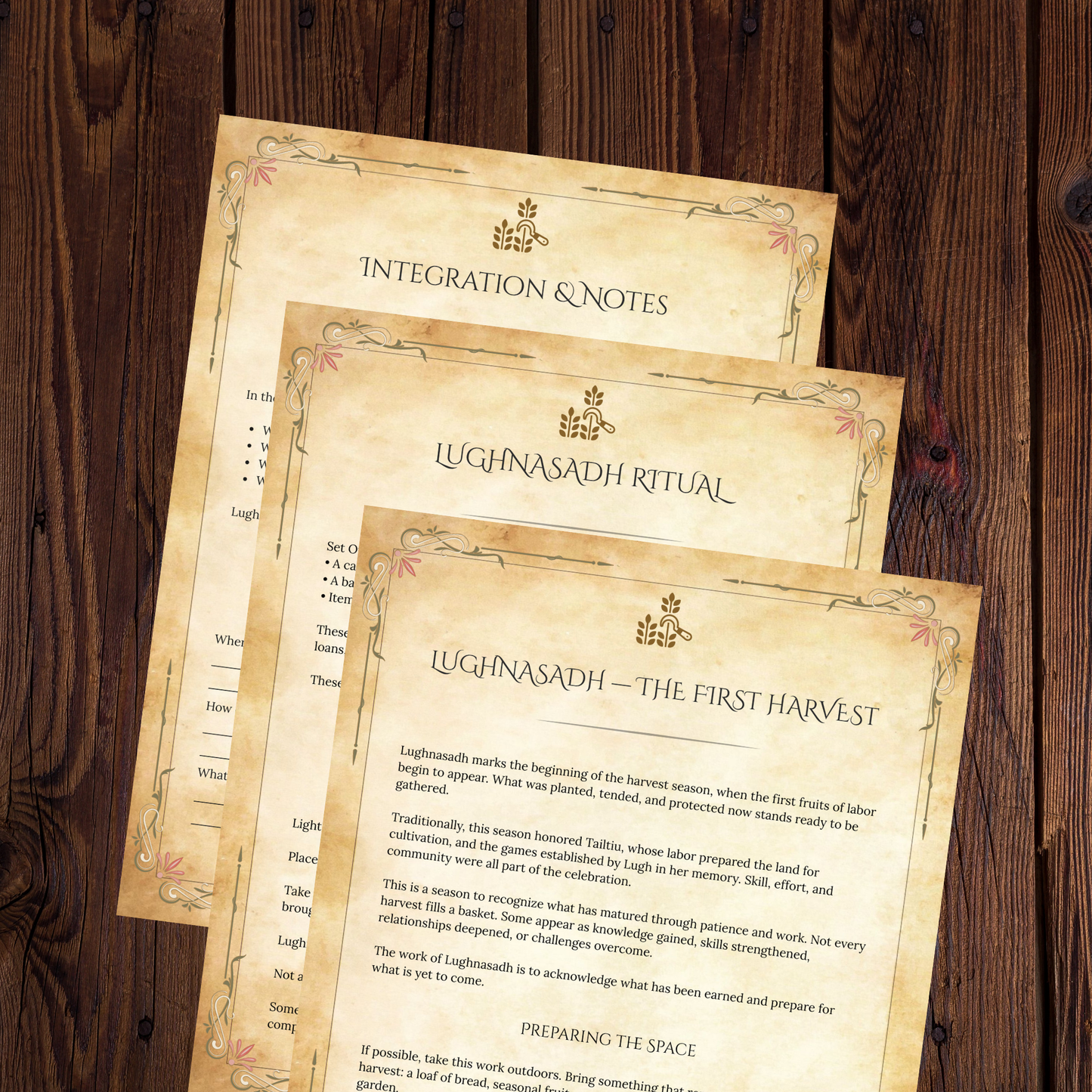 Lughnasadh Grimoire Pages