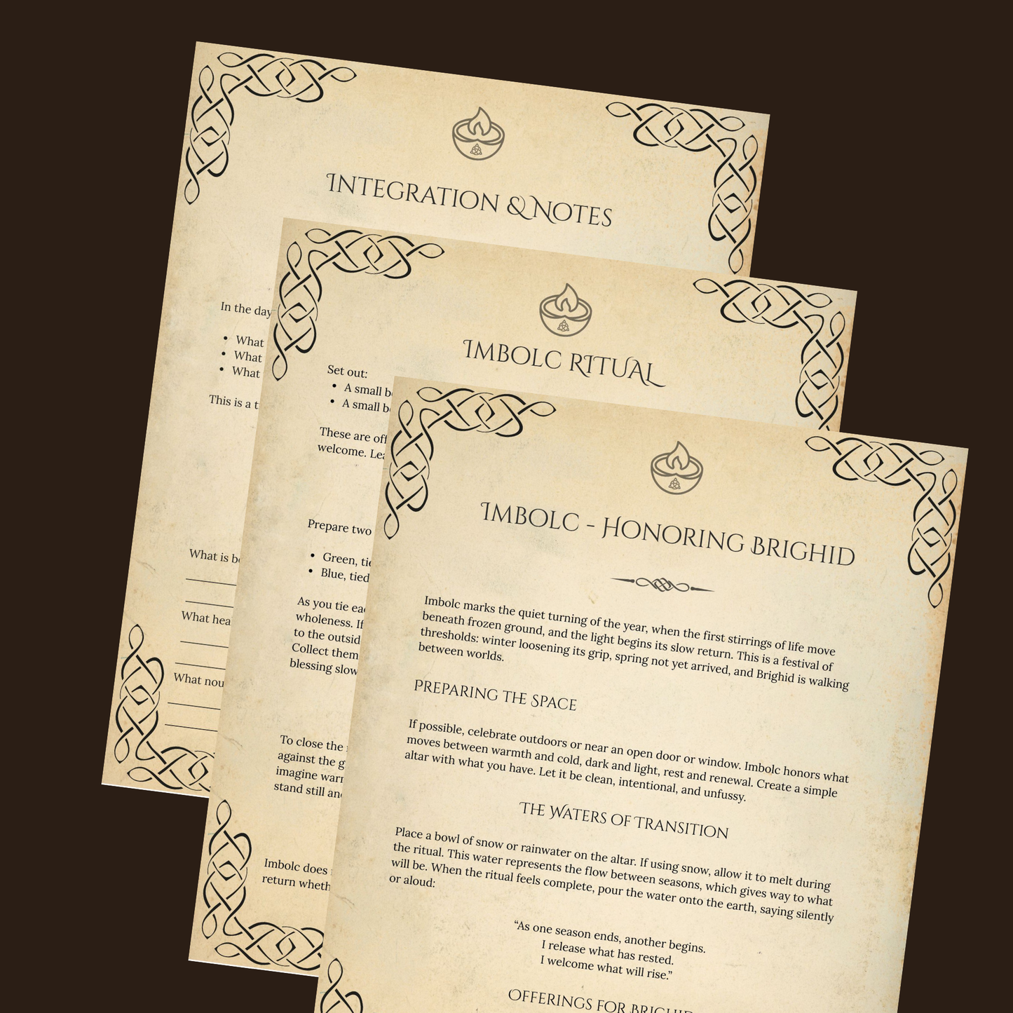 Imbolc Grimoire Pages