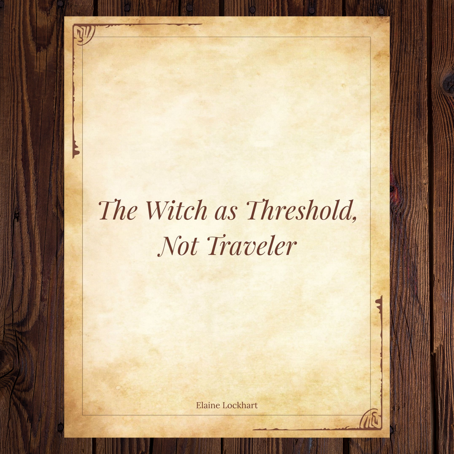 The Witch as Threshold, Not Traveler